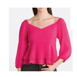 The General Good Elegant Fuchsia Peplum Tiered Blouse Size Medium